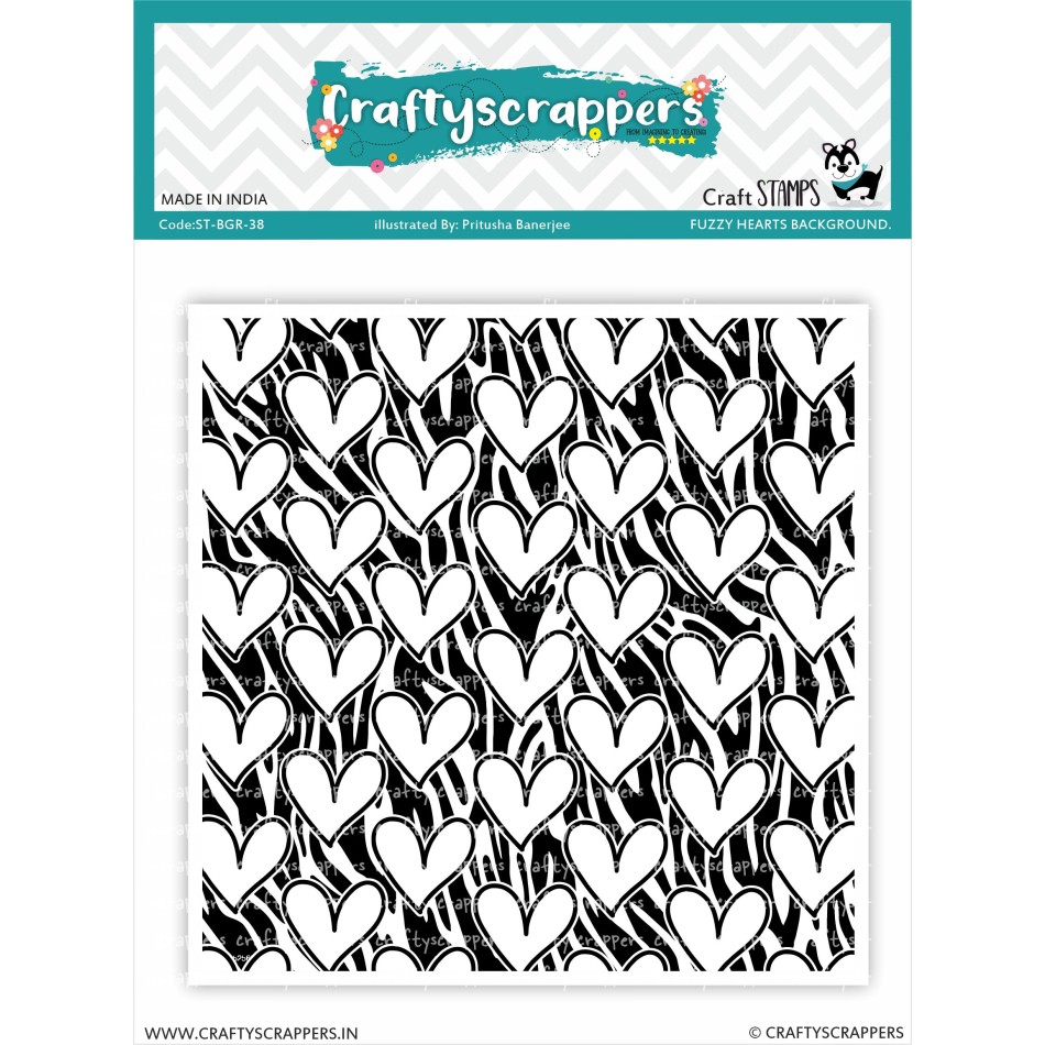 Craftyscrappers Stamps- FUZZY HEARTS BACKGROUND